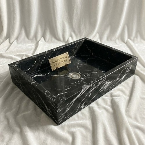 Lavello con vaso - marmo, nero