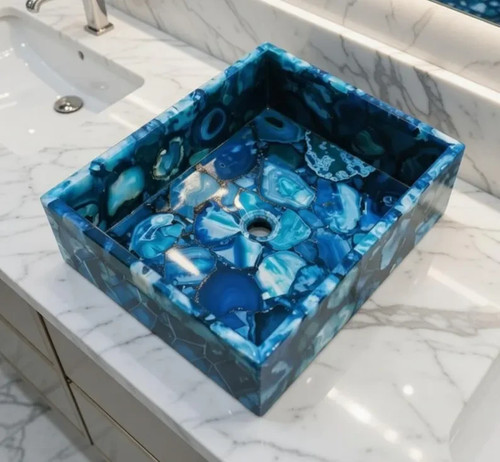 Lavabo con vaso agata blu - in,